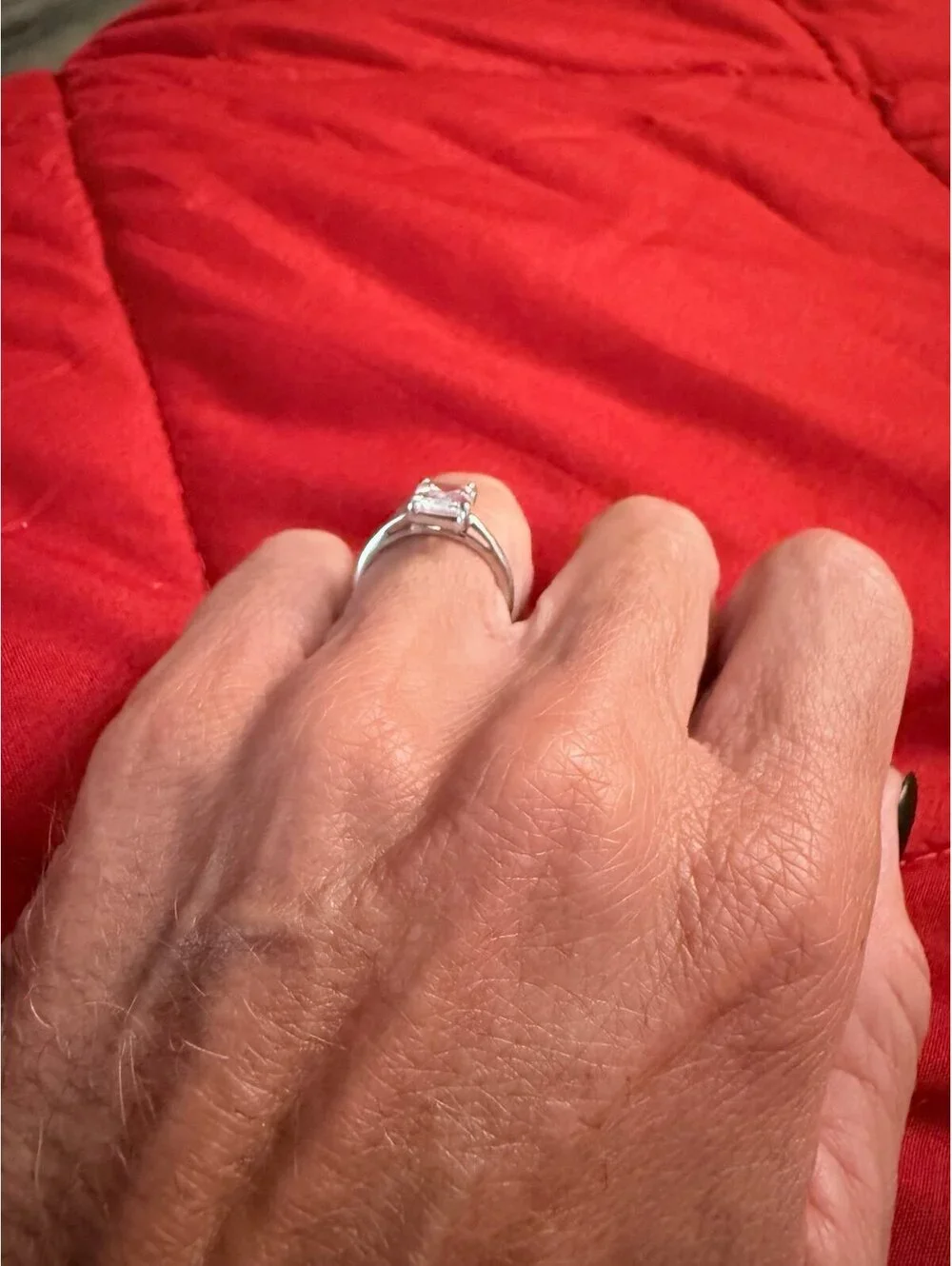 Emerald Cut Clear CZ Solitaire Ring